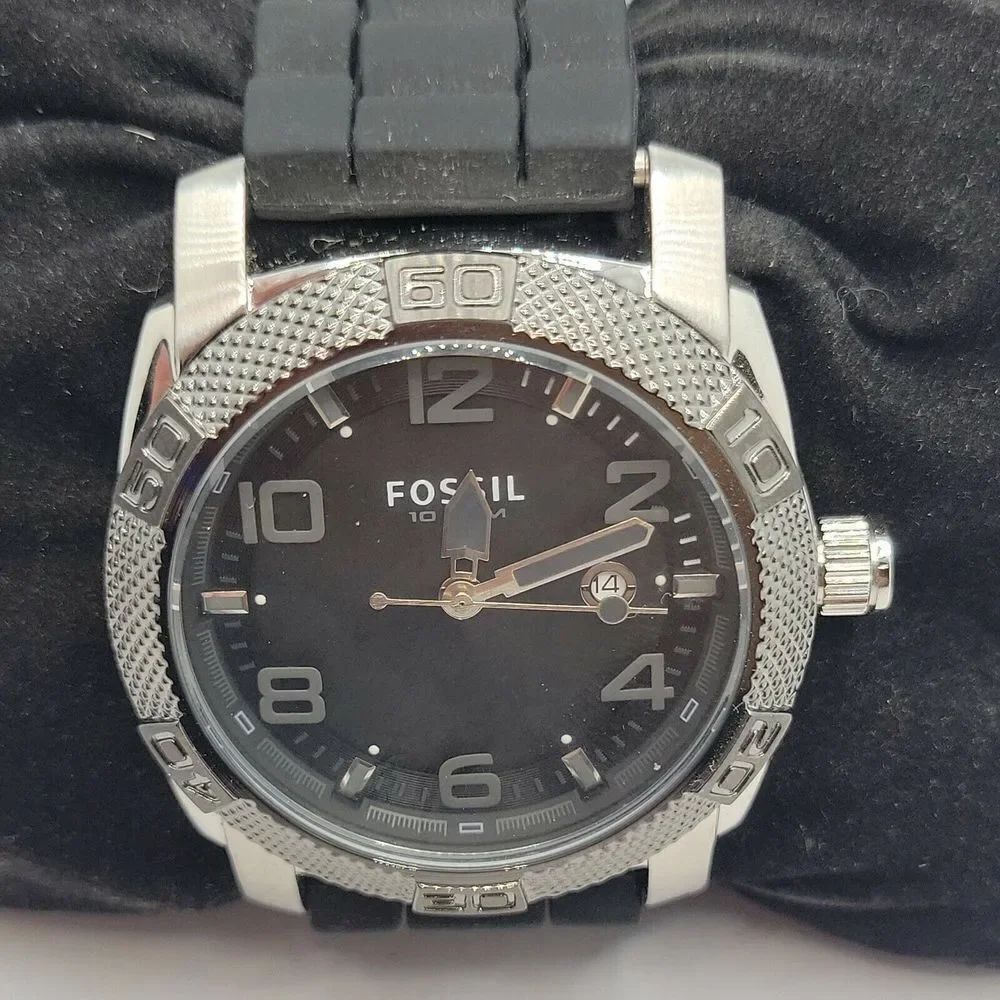 Fossil PR5409 Men's Black Silicone Analog Dial Quartz Genuine Wrist Watch DE333